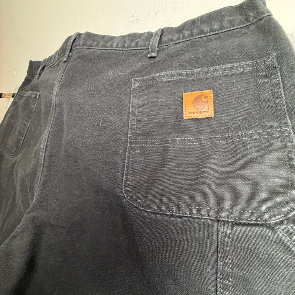 Carhartt B111 BLK Flannel Lined Duck Carpenter‎ Work Pants 48x32 Loose Fit - Picture 7 of 9